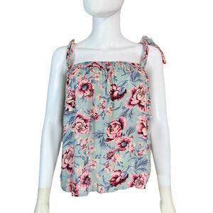 American Eagle Floral Print Tie Shoulder Top - Size Medium
